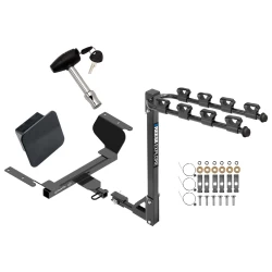 Trailer Tow Hitch w/ 4 Bike Rack For 18-27 Chevy Equinox GMC Terrain Gasoline Class 2 tilt away adult or child arms fold down carrier w/ Lock and Cover