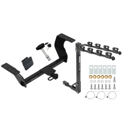 Trailer Tow Hitch w/ 4 Bike Rack For 19-27 Subaru Forester tilt away adult or child arms fold down carrier w/ Lock and Cover