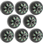 Lippert quad‑axle 12‑inch manual electric brake assemblies with hybrid oil‑bath 8‑on‑6.5 drum hubs, 9/16‑inch studs, 7K/8K Hybrid, Dexter Alko Rockwell compatible