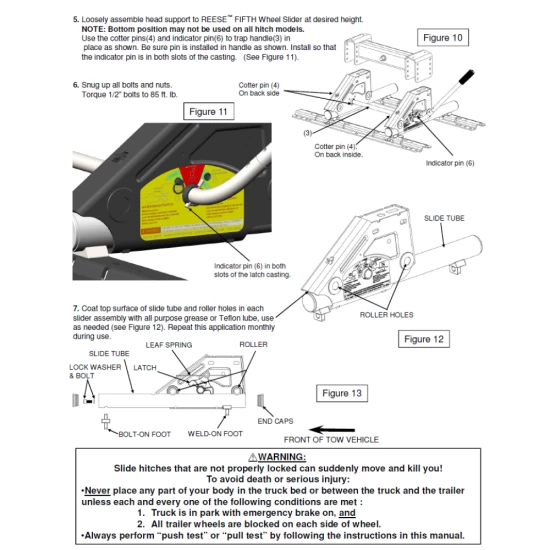 Reese Dual Jaw 16K Fifth Wheel Trailer Hitch w/ Round Tube Slider and Rails For Select Chevy GMC Ford Dodge Ram Trucks Truck Base Rail Kit 5th Wheel Brackets Hardware