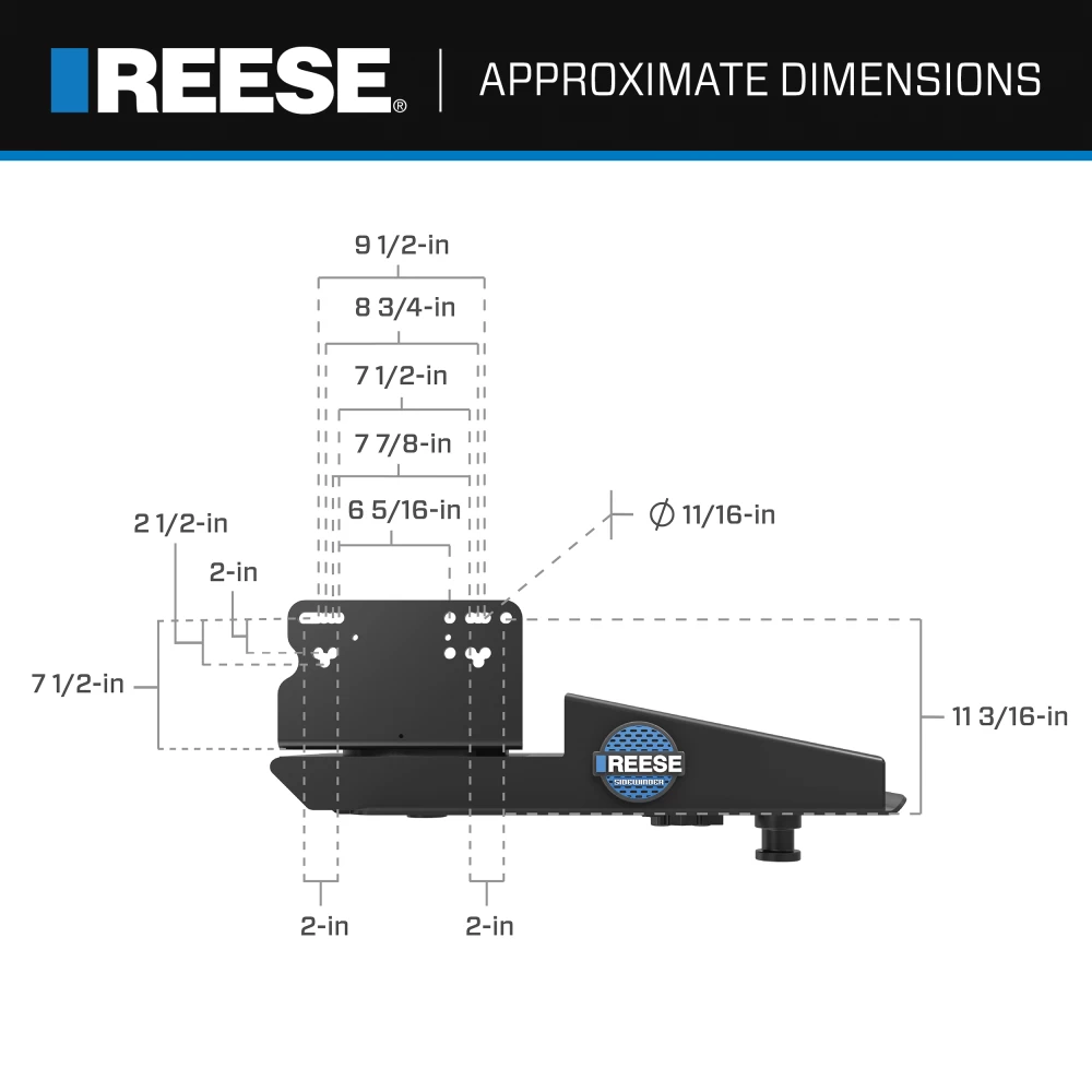 Reese Sidewinder Hitch 20K Pin Box 5th Wheel Hitch 69220 Replaces 68220 Fifth Wheel Pin Box Fits Lippert (1621, 1716, 0719), Fabex PB 600 Series, Rhino and Turning Point Bolt Hole Patterns