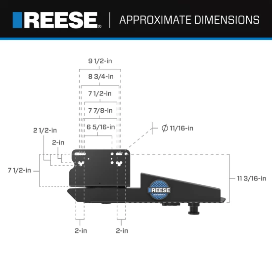 Reese Sidewinder Hitch 20K Pin Box 5th Wheel Hitch 69220 Replaces 68220 Fifth Wheel Pin Box Fits Lippert (1621, 1716, 0719), Fabex PB 600 Series, Rhino and Turning Point Bolt Hole Patterns
