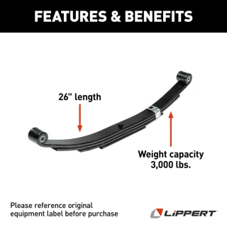 Lippert Triple-Axle Double-Eye Leaf Spring Set, 26 Inch, 3000 lbs, 6-Pack, Dexter Compatible