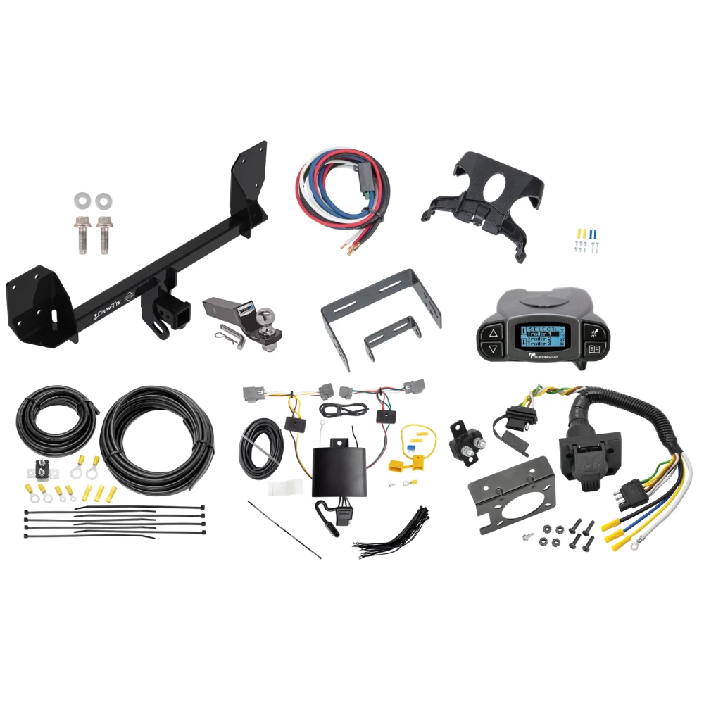 Trailer Hitch Tow Package Prodigy P3 Brake Control For 16-25 Volvo XC90 Recharge w/ 7-Way RV Wiring 2" Drop Mount 2" Ball Class 4 2" Receiver Draw-Tite Tekonsha