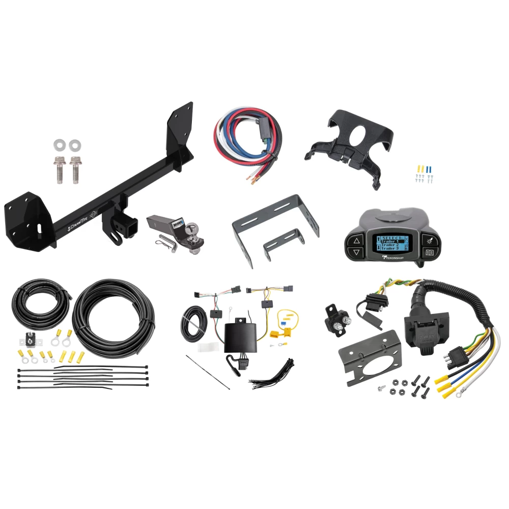 Trailer Hitch Tow Package Prodigy P3 Brake Control For 18-27 Volvo XC60 All Models w/ 7-Way RV Wiring 2" Drop Mount 2" Ball Class 4 2" Receiver Draw-Tite Tekonsha