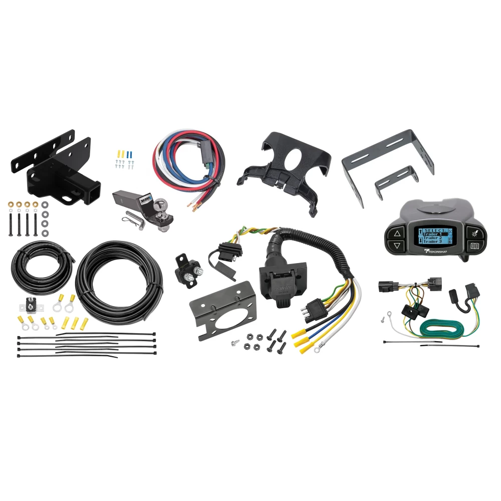Trailer Hitch Tow Package Prodigy P3 Brake Control For 07-18 Jeep Wrangler JK All Models w/ 7-Way RV Wiring 2" Drop Mount 2" Ball Class 3 2" Receiver Draw-Tite Tekonsha