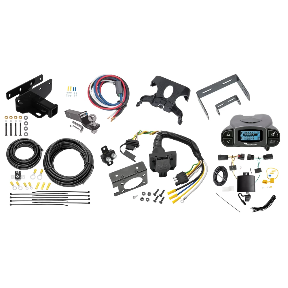 Trailer Hitch Tow Package Prodigy P3 Brake Control For 18-27 Jeep Wrangler JL All Models w/ 7-Way RV Wiring 2" Drop Mount 2" Ball Class 3 2" Receiver Draw-Tite Tekonsha