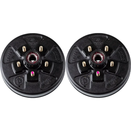 Lippert 3,500-lb axle brake kit with 10-inch electric brakes & pre-greased 5-on-4.5 drum hubs, compatible with Dexter & Alko axles