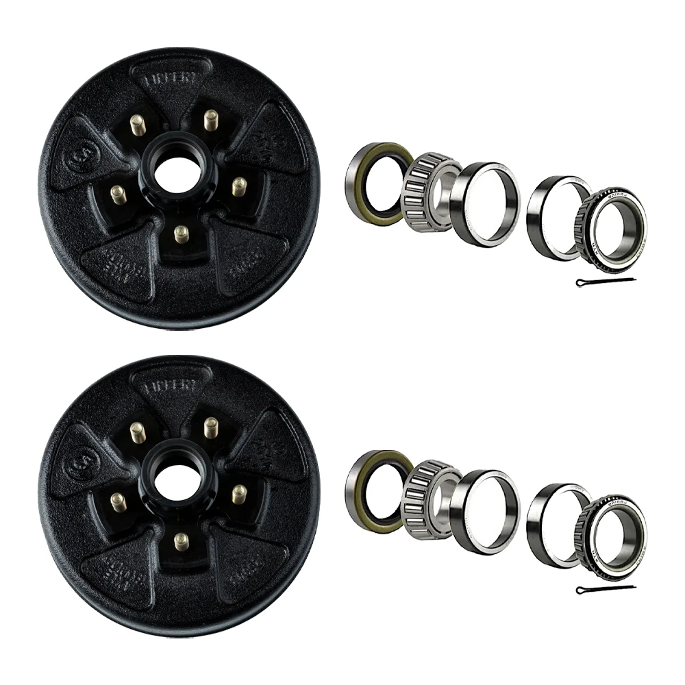 Lippert 10 Inch Brake Drum Hub Assembly Pair 3500-lb Axles 5 on 4.5 with Bearing Kit Dexter Al-Ko Rockwell