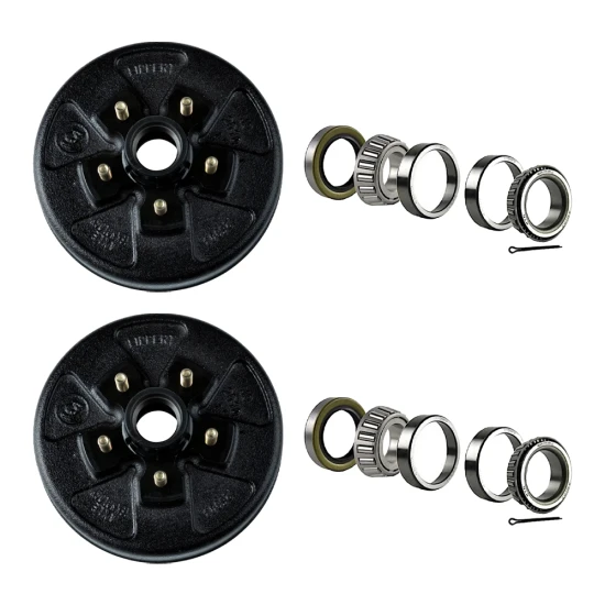 Lippert 10 Inch Brake Drum Hub Assembly Pair 3500-lb Axles 5 on 4.5 with Bearing Kit Dexter Al-Ko Rockwell
