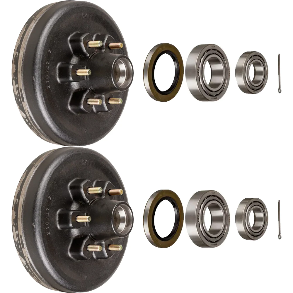 Lippert 12‑inch electric brake assemblies with 6‑on‑5.5 drum hubs and bearing kits, Dexter/Alko/Rockwell compatible for 6K axle