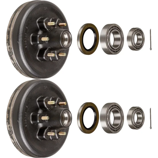 Lippert 12‑inch electric brake assemblies with 6‑on‑5.5 drum hubs and bearing kits, Dexter/Alko/Rockwell compatible for 6K axle