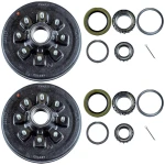 Lippert 12 inch 7K trailer brake drum hub pair 8 on 6.5 9/16 stud with bearing kit fits Dexter AL-KO Rockwell axles
