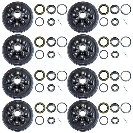 Lippert quad‑axle 12‑inch electric brake & 8‑on‑6.5 drum hub kit compatible with Dexter and Alko 7,000‑lb trailer axles