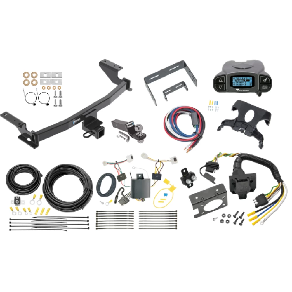 Trailer Hitch Tow Package Prodigy P3 Brake Control For 17-21 Mazda CX-5 (2019 Exc Diesel) w/ 7-Way RV Wiring 2" Drop Mount 2" Ball Class 3 2" Receiver Reese Tekonsha