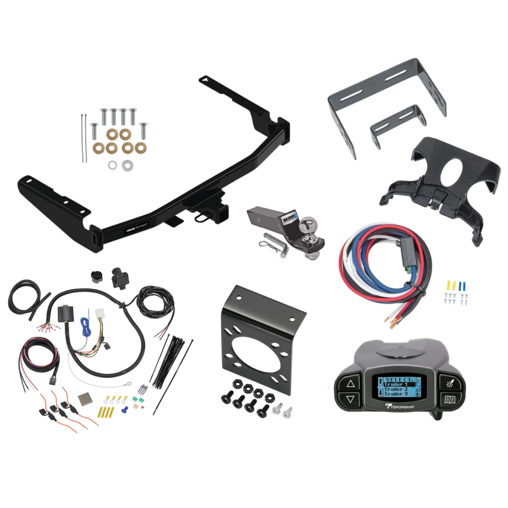 Trailer Hitch Tow Package Prodigy P3 Brake Control For 14-19 Toyota Highlander w/ 7-Way RV Wiring 2" Drop Mount 2" Ball Class 4 2" Receiver Reese Tekonsha