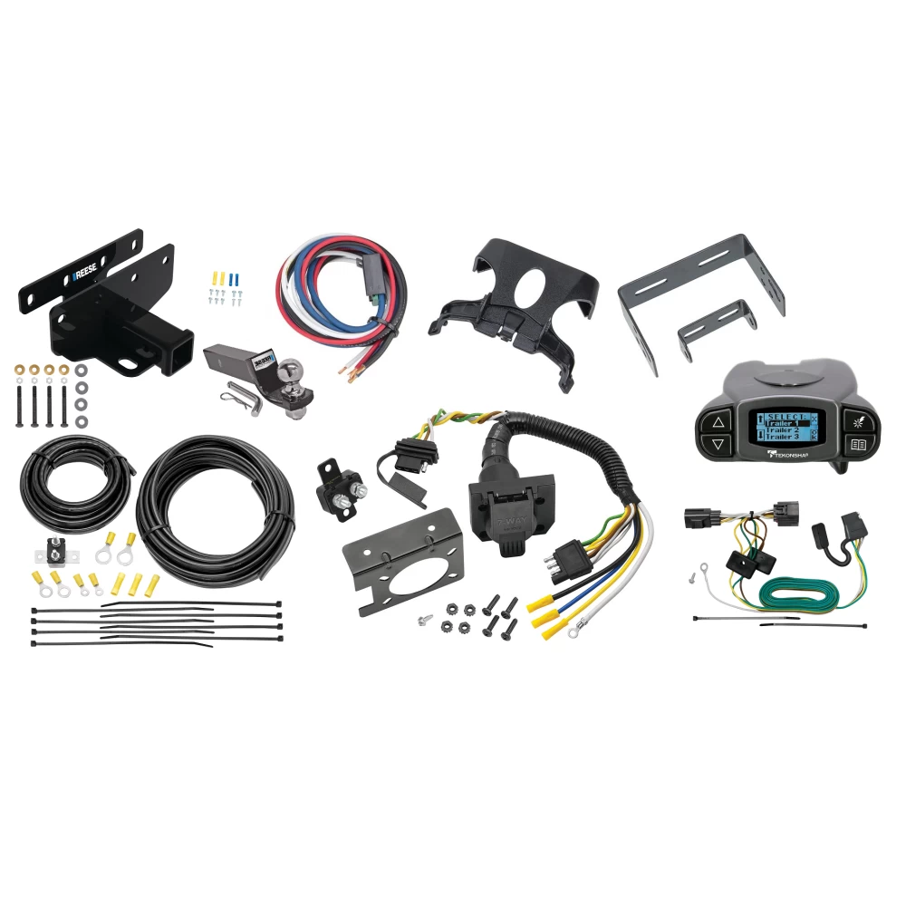Trailer Hitch Tow Package Prodigy P3 Brake Control For 07-18 Jeep Wrangler JK All Models w/ 7-Way RV Wiring 2" Drop Mount 2" Ball Class 3 2" Receiver Reese Tekonsha