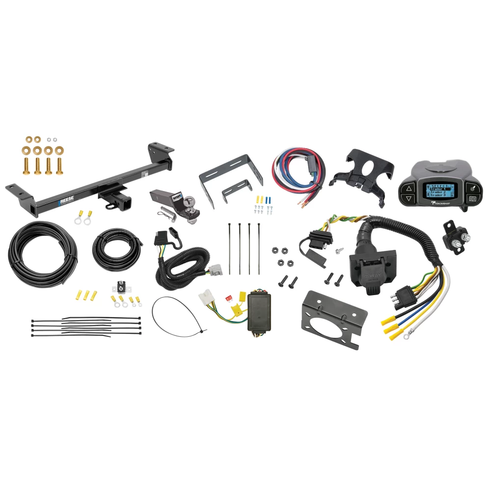 Trailer Hitch Tow Package Prodigy P3 Brake Control For 16-22 Lexus RX350 16-21 RX450h w/ 7-Way RV Wiring 2" Drop Mount 2" Ball Class 3 2" Receiver Reese Tekonsha