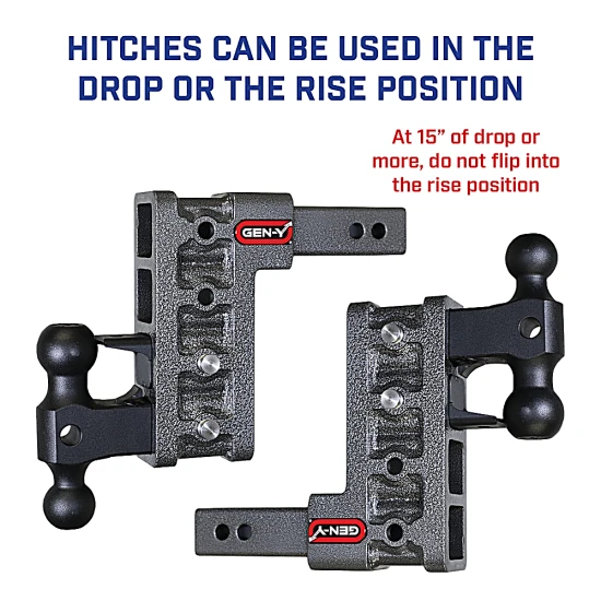 GEN-Y Mega-Duty 32K Drop Hitch Dual Ball 3″ Receiver GEN-Y Mega-Duty 32K adjustable drop hitch dual-ball 3-inch receiver