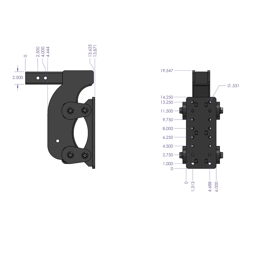 GEN-Y BOSS Torsion-Flex 21K Pintle Plate Hitch with 2.5in Shank & Stabilizer Kit