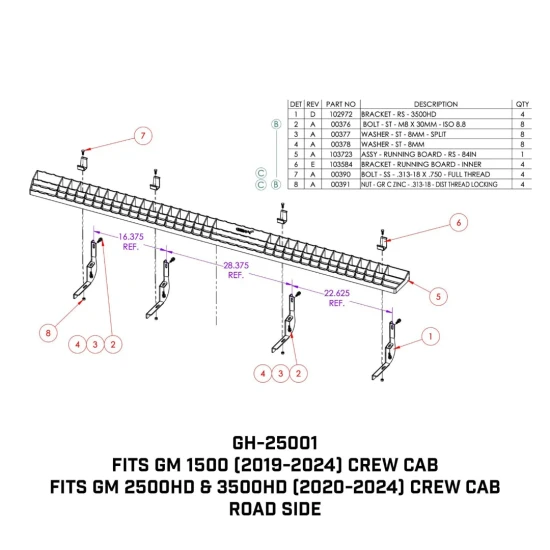 GEN-Y Running Boards for GM 1500 & 2500HD/3500HD RS & CS – Heavy Duty Step Kit EN-Y Running Boards Kit for GM 1500 & 2500HD/3500HD Crew Cab – Anti-Slip Steel Steps
