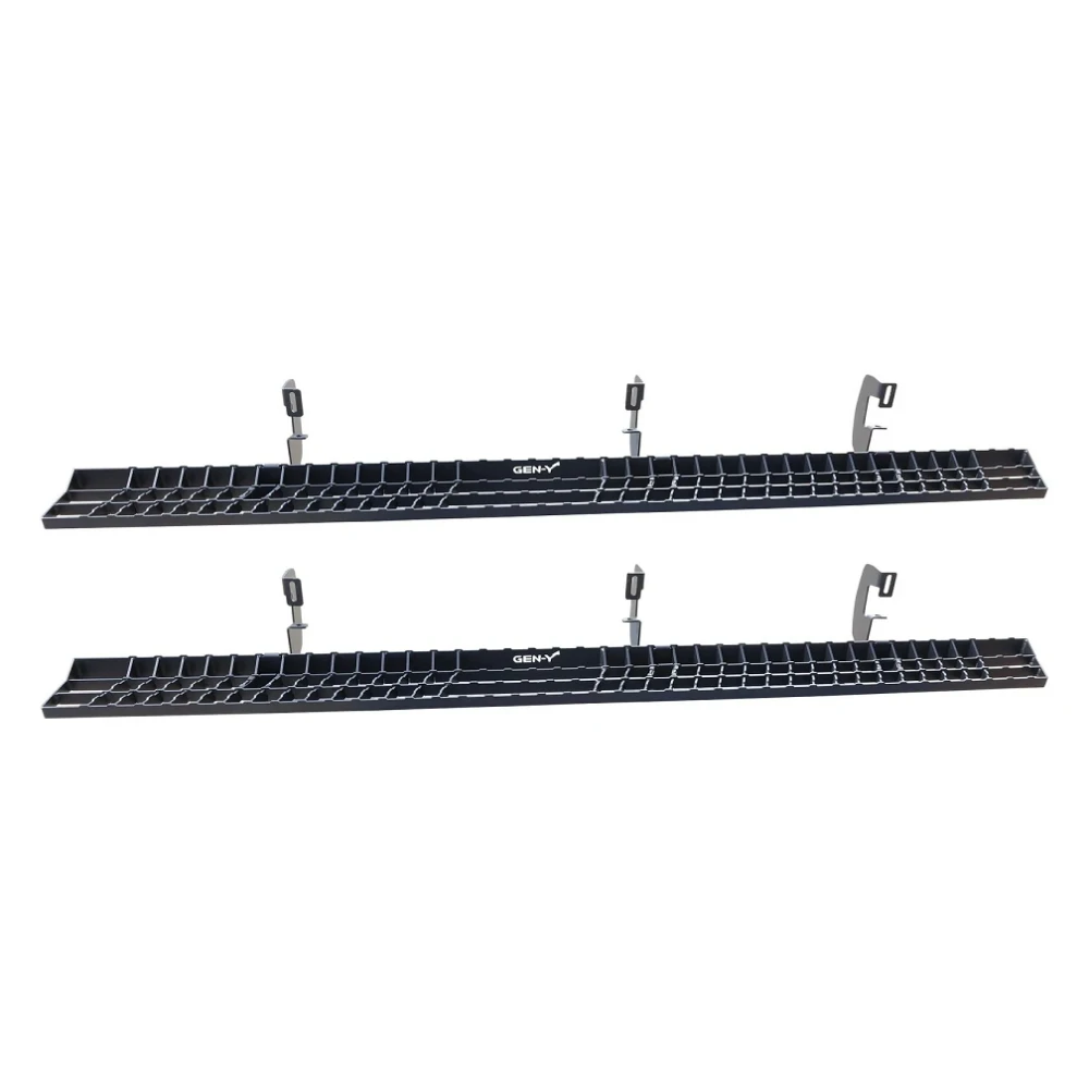 GEN-Y Running Boards for Ford F-150 F-250 F-350 Crew Cab – Black Steel Step Kit
