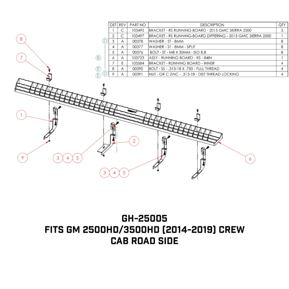 GEN-Y Running Boards GM 2500HD 3500HD Crew Cab Truck Step Kit 2014-2019 GEN-Y Running Boards GM 2500HD 3500HD 2014-2019 Crew Cab RS CS Truck Step Kit