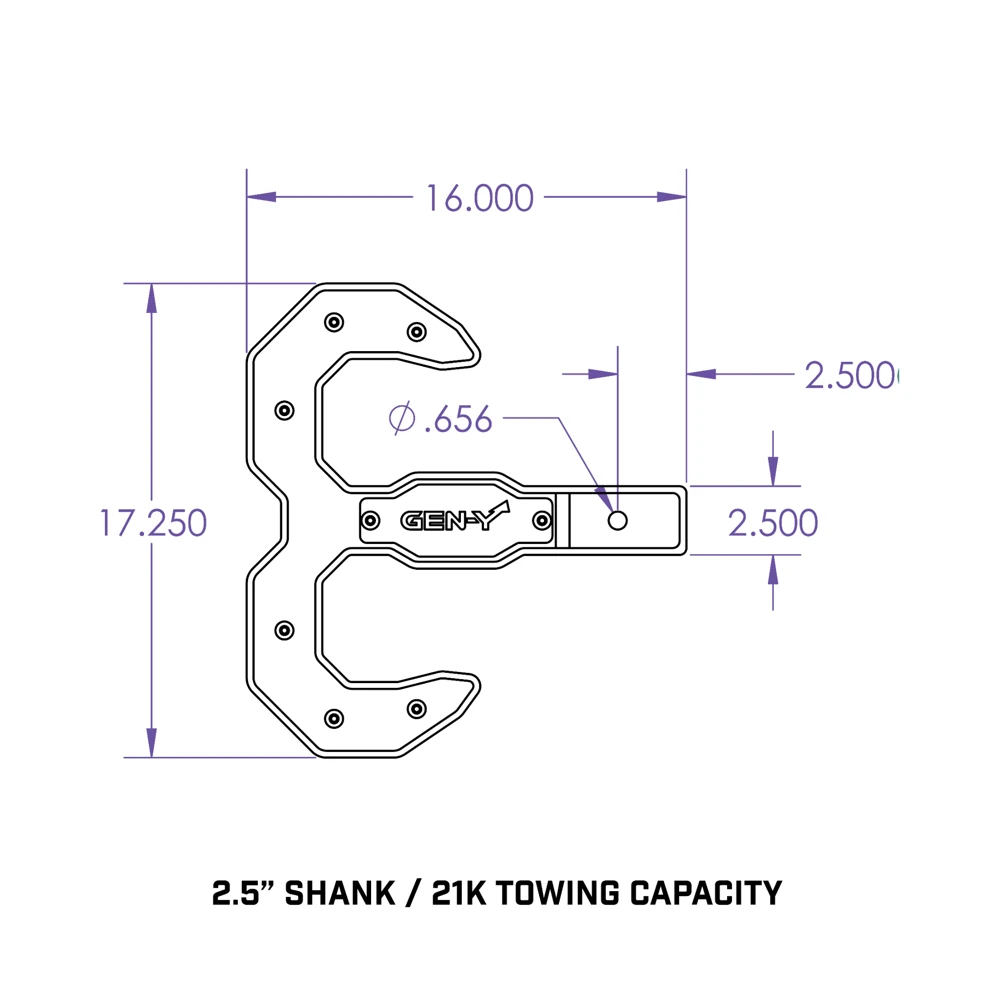 Gen-Y Hulk 21K Tow Hook and Hitch Step Combo for 2.5" Receiver with Pin and Clip