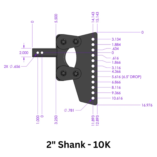 GEN-Y Boss Torsion-Flex Weight Distribution Hitch Shank 6.5″ Drop & Rise, 2″ Receiver
