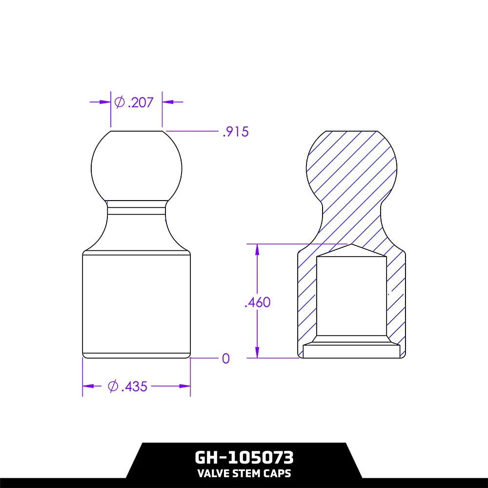 GEN-Y tiny hitch ball valve stem caps stainless steel set of 4 TJ-GH-105073