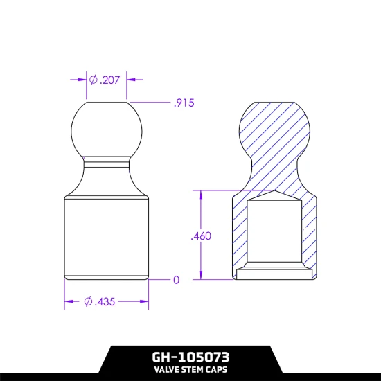 GEN-Y tiny hitch ball valve stem caps stainless steel set of 4 TJ-GH-105073