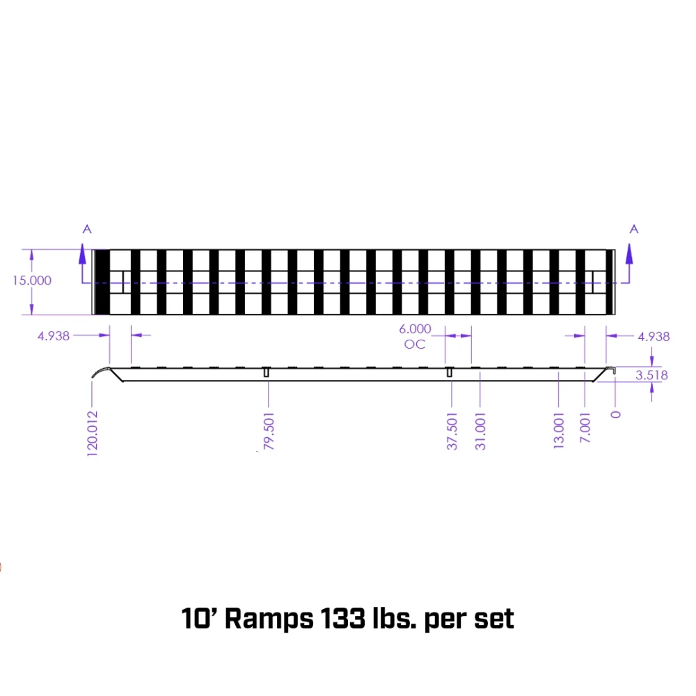 GEN-Y 10 Ft Heavy Duty Aluminum Loading Ramp Set – 15" x 120", 10,000 lb Capacity