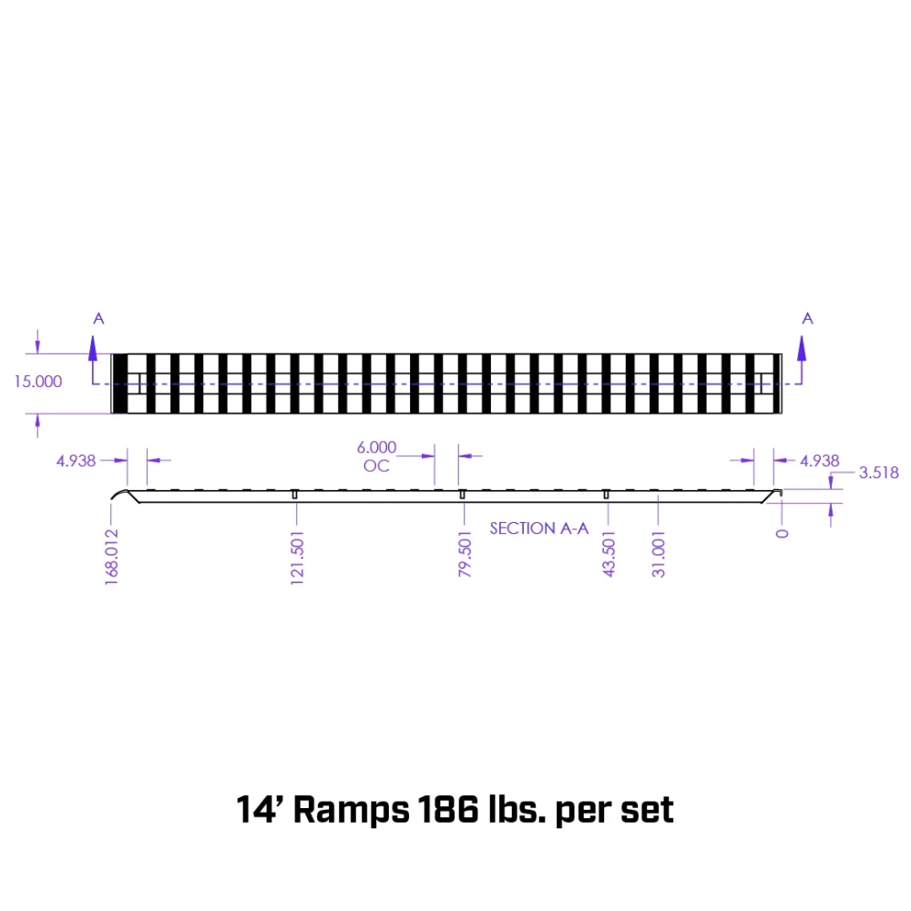 GEN-Y 14 Ft Heavy Duty Aluminum Loading Ramp 15x168 4000 lb Capacity