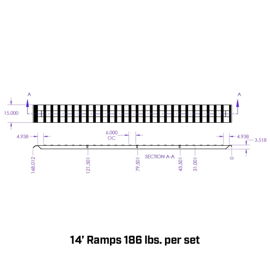 GEN-Y 14 Ft Heavy-Duty Aluminum Loading Ramp Set – 15" x 168", 4,000 lb Each GEN-Y Hitch 14 Ft Heavy-Duty Aluminum Loading Ramps – 15x168, 8,000 lb Capacity