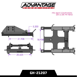 GEN-Y Advantage combo hitch TJ-GH-21207 25K gooseneck 2-5/16 ball fits B&W Companion 20K 25K hitch head