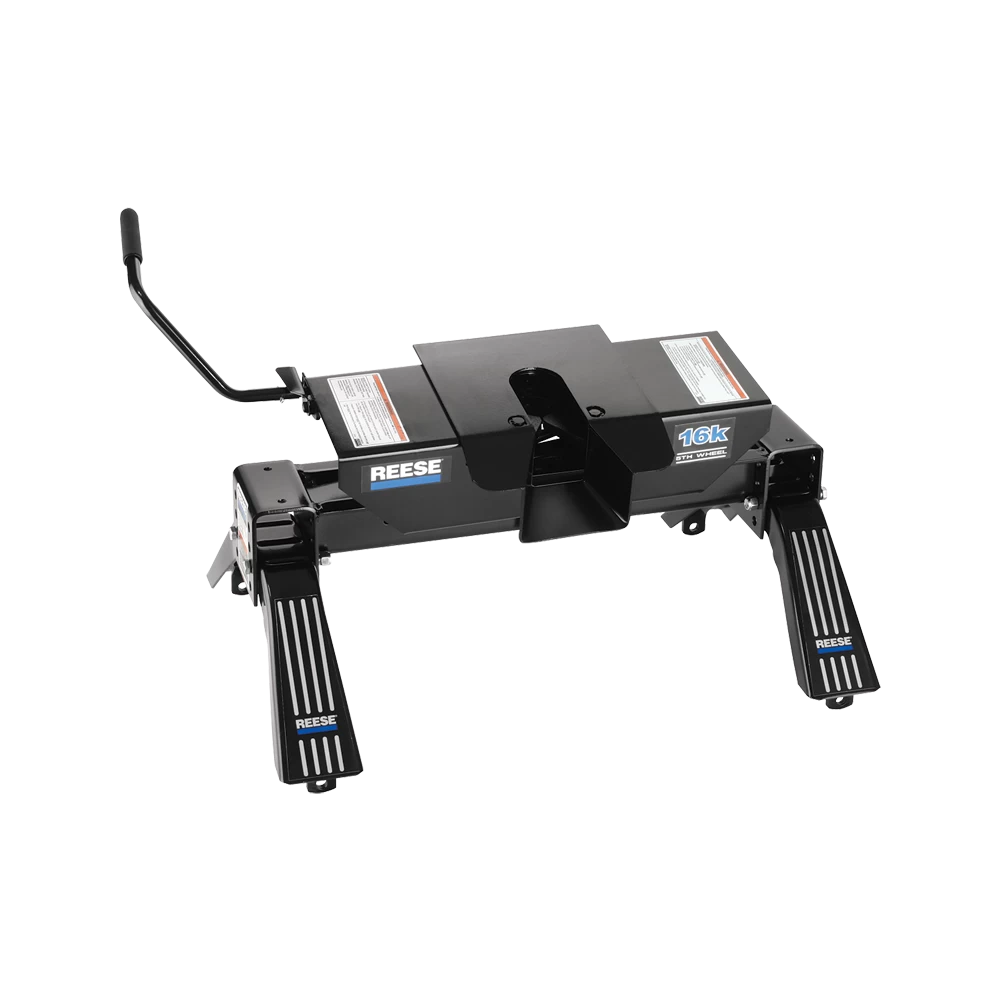 For 2007-2021 Toyota Tundra Industry Standard Semi-Custom Above Bed Rail Kit + 16K Fifth Wheel + King Pin Lock + Base Rail Lock + 10" Lube Plate + Fifth Wheel Cover + Lube (For 6-1/2' and 8 foot Bed, w/o Factory Puck System Models) By Reese