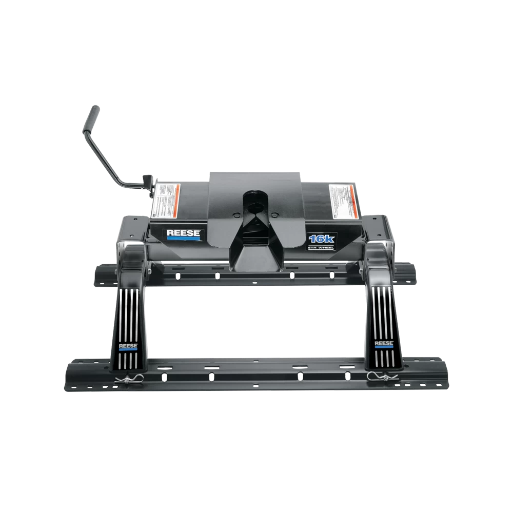 For 2007-2021 Toyota Tundra Industry Standard Semi-Custom Above Bed Rail Kit + 16K Fifth Wheel + King Pin Lock + Base Rail Lock + 10" Lube Plate + Fifth Wheel Cover + Lube (For 6-1/2' and 8 foot Bed, w/o Factory Puck System Models) By Reese