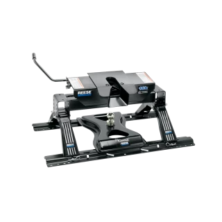 For 2007-2021 Toyota Tundra Industry Standard Semi-Custom Above Bed Rail Kit + 16K Fifth Wheel + King Pin Lock + Base Rail Lock + 10" Lube Plate + Fifth Wheel Cover + Lube (For 6-1/2' and 8 foot Bed, w/o Factory Puck System Models) By Reese