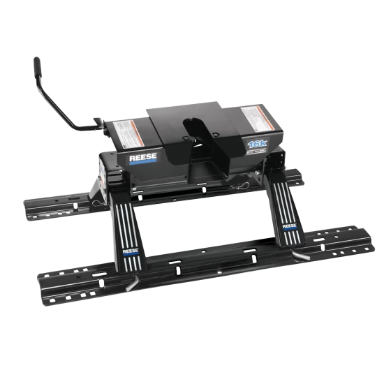 For 2015-2020 Ford F-150 Custom Industry Standard Above Bed Rail Kit + 16K Fifth Wheel + King Pin Lock + Base Rail Lock + 10" Lube Plate + Fifth Wheel Cover + Lube (For 5'8 or Shorter Bed (Sidewinder Required), Except Raptor, w/o Factory Puck System 