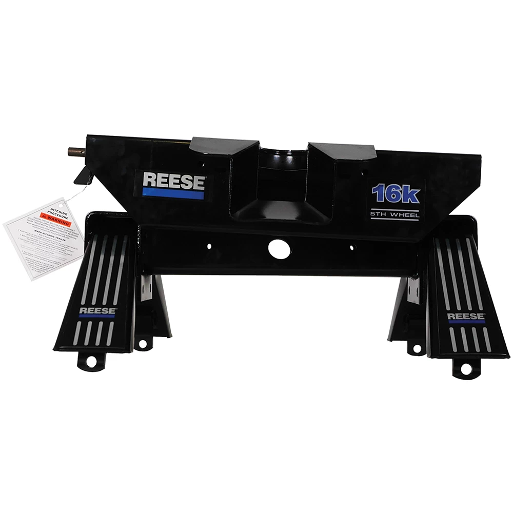 For 2007-2021 Toyota Tundra Industry Standard Semi-Custom Above Bed Rail Kit + 16K Fifth Wheel + King Pin Lock + Base Rail Lock + 10" Lube Plate + Fifth Wheel Cover + Lube (For 6-1/2' and 8 foot Bed, w/o Factory Puck System Models) By Reese