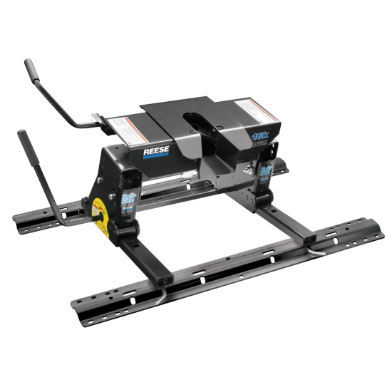 For 1999-2004 Chevrolet Silverado 2500 Custom Industry Standard Above Bed Rail Kit + 16K Fifth Wheel + Square Slider (For 6-1/2' or Shorter Bed, w/o Factory Puck System Models) By Reese