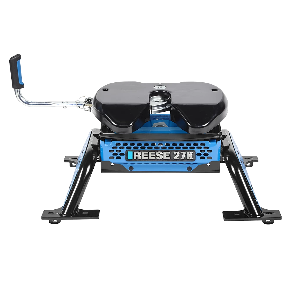 For 2020-2024 Chevrolet Silverado 1500 Custom Outboard Above Bed Rail Kit + Reese M5 27K Fifth Wheel + In-Bed Wiring + King Pin Lock (For 5'8 or Shorter Bed (Sidewinder Required), w/o Factory Puck System Models) By Reese