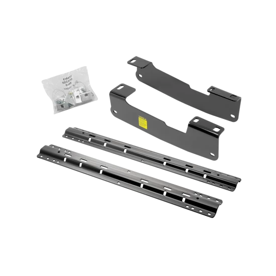 For 2004-2014 Ford F-150 Custom Industry Standard Above Bed Rail Kit + 16K Fifth Wheel + King Pin Lock + Base Rail Lock + 10" Lube Plate + Fifth Wheel Cover + Lube (For 5'8 or Shorter Bed (Sidewinder Required), w/o Factory Puck System Models) By Rees