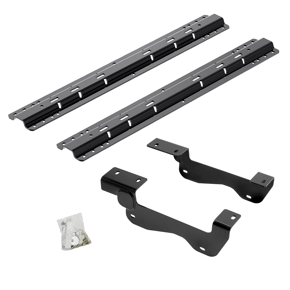 For 2015-2020 Ford F-150 Custom Industry Standard Above Bed Rail Kit + 16K Fifth Wheel + King Pin Lock + Base Rail Lock + 10" Lube Plate + Fifth Wheel Cover + Lube (For 5'8 or Shorter Bed (Sidewinder Required), Except Raptor, w/o Factory Puck System 