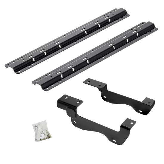 For 2015-2020 Ford F-150 Custom Industry Standard Above Bed Rail Kit + 16K Fifth Wheel + King Pin Lock + Base Rail Lock + 10" Lube Plate + Fifth Wheel Cover + Lube (For 5'8 or Shorter Bed (Sidewinder Required), Except Raptor, w/o Factory Puck System 