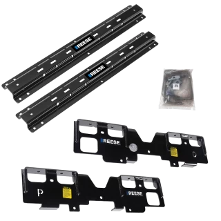 For 2020-2024 Chevrolet Silverado 1500 Custom Outboard Above Bed Rail Kit + 16K Fifth Wheel + Round Tube Slider + In-Bed Wiring + King Pin Lock + Base Rail Lock + 10" Lube Plate + Fifth Wheel Cover + Lube (For 6-1/2' or Shorter Bed, w/o Factory Puck 