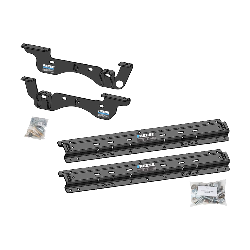 For 2023-2024 Ford F-350 Super Duty Custom Outboard Above Bed Rail Kit + Reese M5 20K Fifth Wheel (For 5'8 or Shorter Bed (Sidewinder Required), Except Cab & Chassis, w/o Factory Puck System Models) By Reese