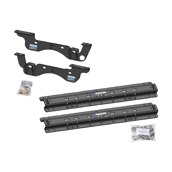 For 2023-2024 Ford F-350 Super Duty Custom Outboard Above Bed Rail Kit + Reese M5 20K Fifth Wheel (For 5'8 or Shorter Bed (Sidewinder Required), Except Cab & Chassis, w/o Factory Puck System Models) By Reese