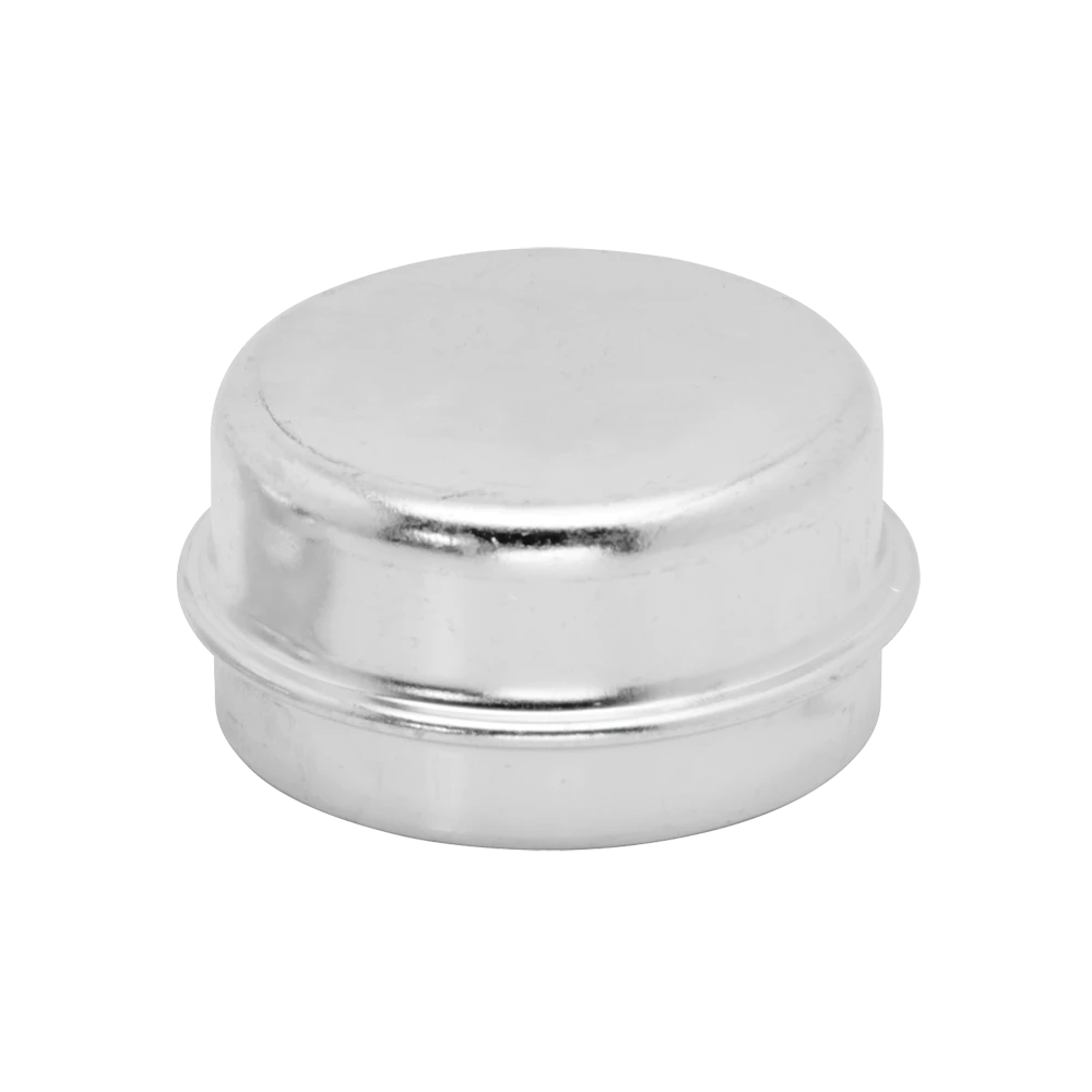 Zinc plated trailer wheel bearing grease cap with 1.988 inch diameter