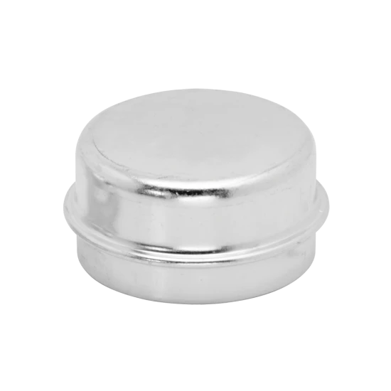 Zinc plated trailer wheel bearing grease cap with 1.988 inch diameter